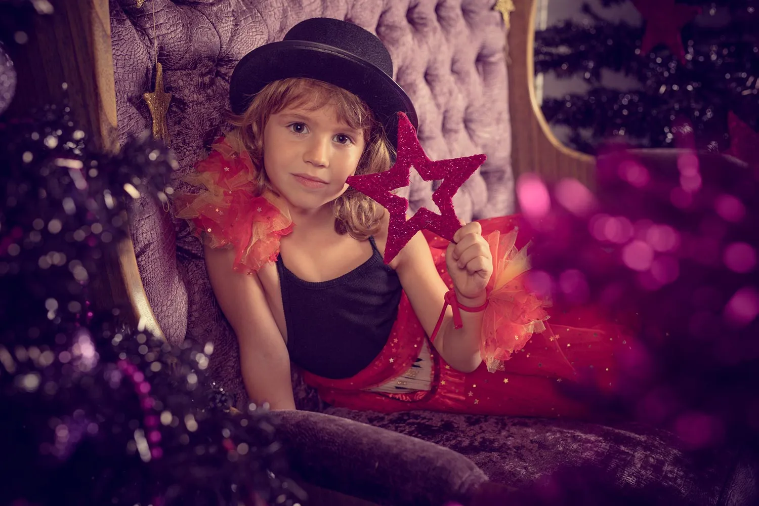 Fotografía de Navidad en estudio · sesión infantil y familiar navideña