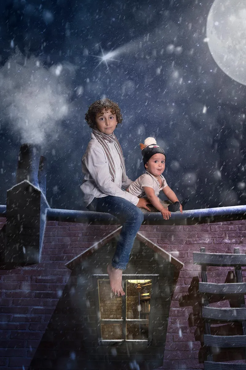 Fotografía de Navidad en estudio · sesión infantil y familiar navideña