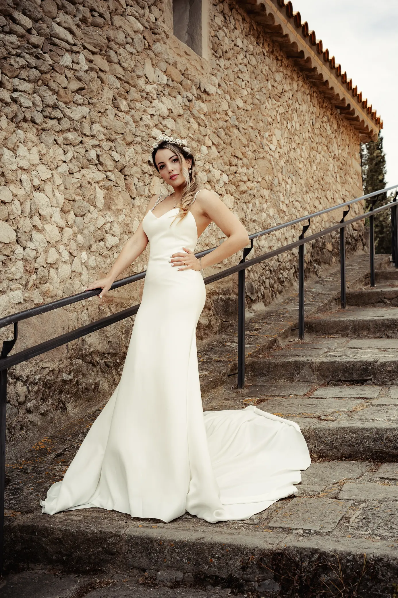 Retrato de novia durante el día de la boda